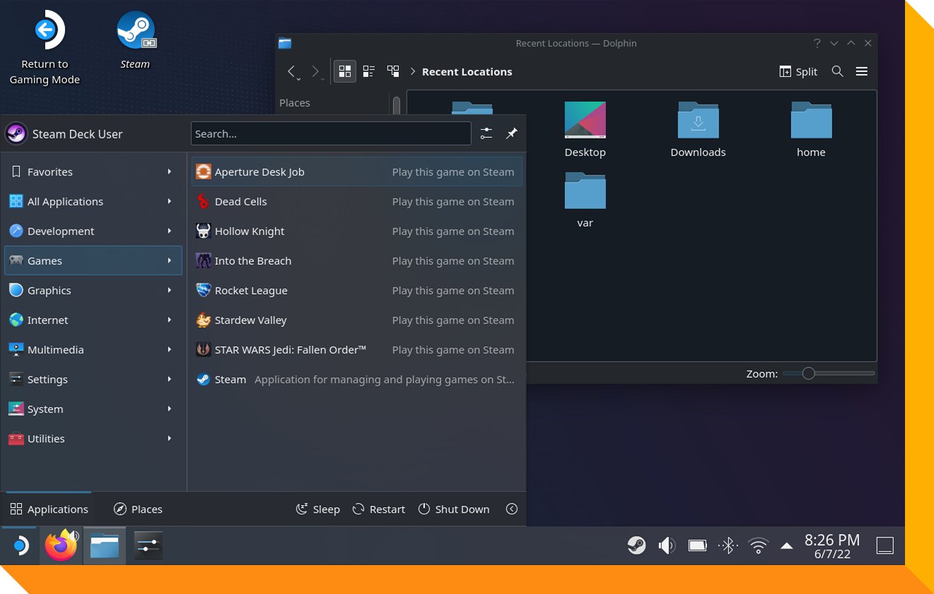 Screenshot van de KDE Plasma-desktopomgeving, gebaseerd op Linux.