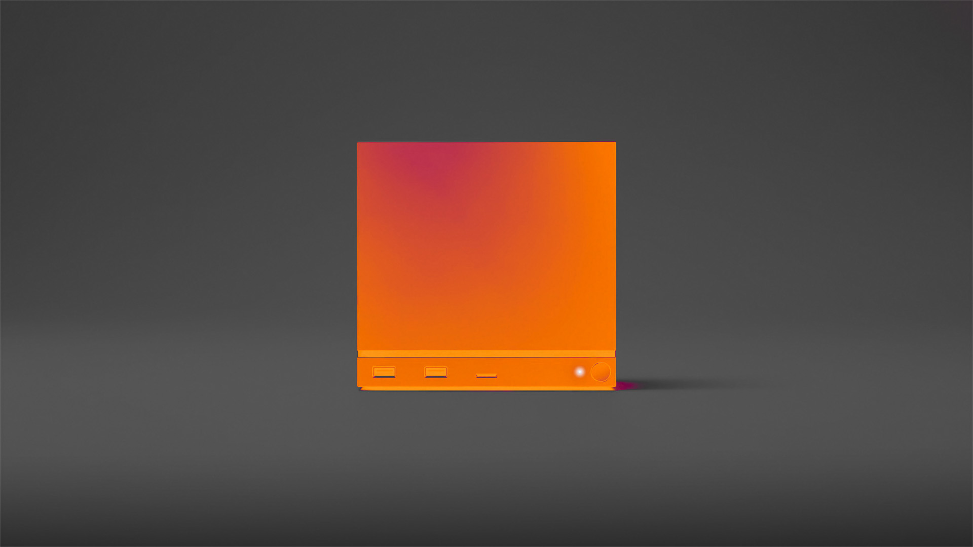 Vooraanzicht van de Steam Machine (2026) van Valve. De productfoto is bewerkt op een manier dat het oogt als een hittefoto.